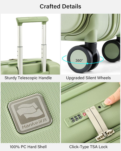 Hardside Expandable Carry On Luggage, 20 Inch Top Opening Trunk Luggages with Spinner Wheels, All-PC Hard Shell Carry-On Suitcase, Lightweight & TSA Airline Approved (Bamboo Green, 46L)