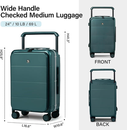 Hardside Expandable Carry On Luggage, 20 Inch Top Opening Trunk Luggages with Spinner Wheels, All-PC Hard Shell Carry-On Suitcase, Lightweight & TSA Airline Approved (Bamboo Green, 46L)