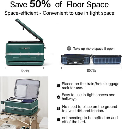 Hardside Expandable Carry On Luggage, 20 Inch Top Opening Trunk Luggages with Spinner Wheels, All-PC Hard Shell Carry-On Suitcase, Lightweight & TSA Airline Approved (Bamboo Green, 46L)