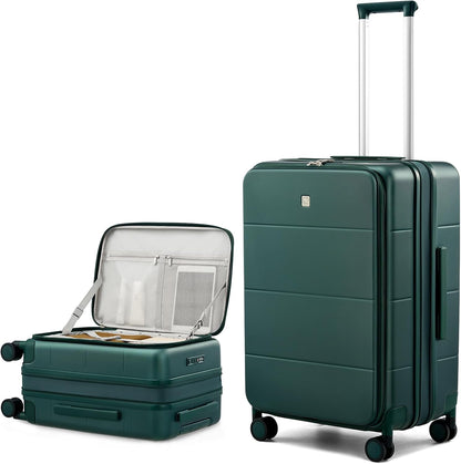 Hardside Expandable Carry On Luggage, 20 Inch Top Opening Trunk Luggages with Spinner Wheels, All-PC Hard Shell Carry-On Suitcase, Lightweight & TSA Airline Approved (Bamboo Green, 46L)