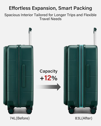 Hardside Expandable Carry On Luggage, 20 Inch Top Opening Trunk Luggages with Spinner Wheels, All-PC Hard Shell Carry-On Suitcase, Lightweight & TSA Airline Approved (Bamboo Green, 46L)