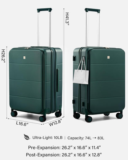 Hardside Expandable Carry On Luggage, 20 Inch Top Opening Trunk Luggages with Spinner Wheels, All-PC Hard Shell Carry-On Suitcase, Lightweight & TSA Airline Approved (Bamboo Green, 46L)