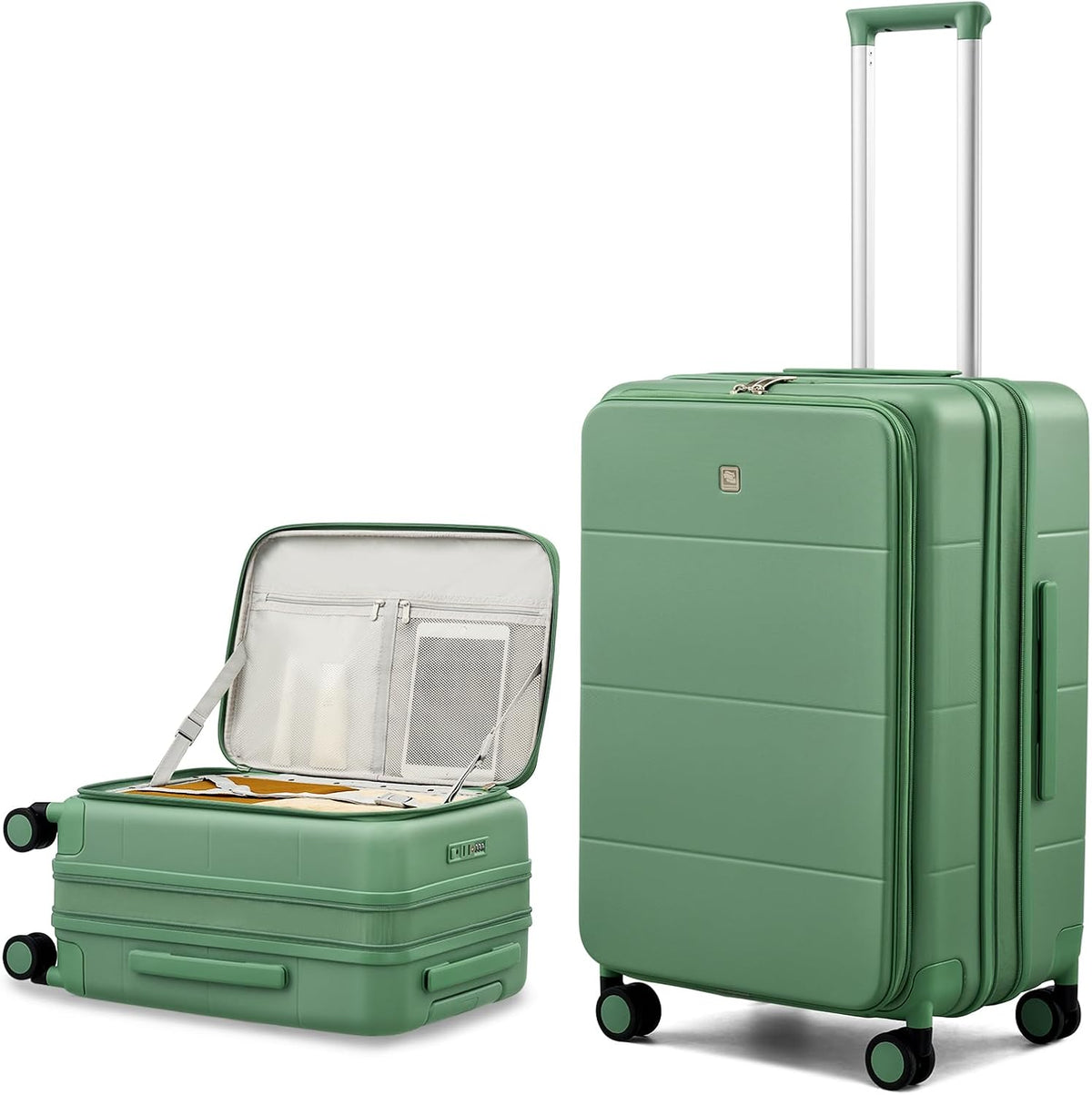 Hardside Expandable Carry On Luggage, 20 Inch Top Opening Trunk Luggages with Spinner Wheels, All-PC Hard Shell Carry-On Suitcase, Lightweight & TSA Airline Approved (Bamboo Green, 46L)