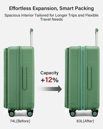 Hardside Expandable Carry On Luggage, 20 Inch Top Opening Trunk Luggages with Spinner Wheels, All-PC Hard Shell Carry-On Suitcase, Lightweight & TSA Airline Approved (Bamboo Green, 46L)