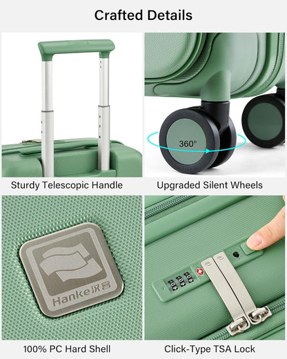 Hardside Expandable Carry On Luggage, 20 Inch Top Opening Trunk Luggages with Spinner Wheels, All-PC Hard Shell Carry-On Suitcase, Lightweight & TSA Airline Approved (Bamboo Green, 46L)