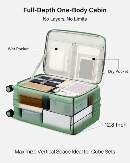 Hardside Expandable Carry On Luggage, 20 Inch Top Opening Trunk Luggages with Spinner Wheels, All-PC Hard Shell Carry-On Suitcase, Lightweight & TSA Airline Approved (Bamboo Green, 46L)