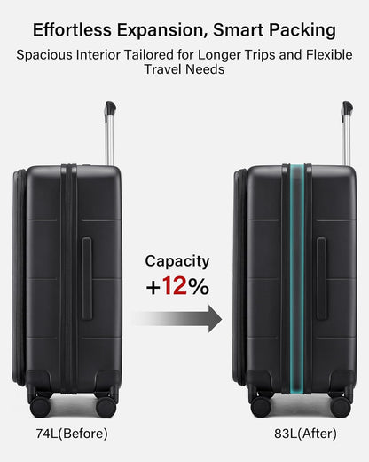 Hardside Expandable Carry On Luggage, 20 Inch Top Opening Trunk Luggages with Spinner Wheels, All-PC Hard Shell Carry-On Suitcase, Lightweight & TSA Airline Approved (Bamboo Green, 46L)