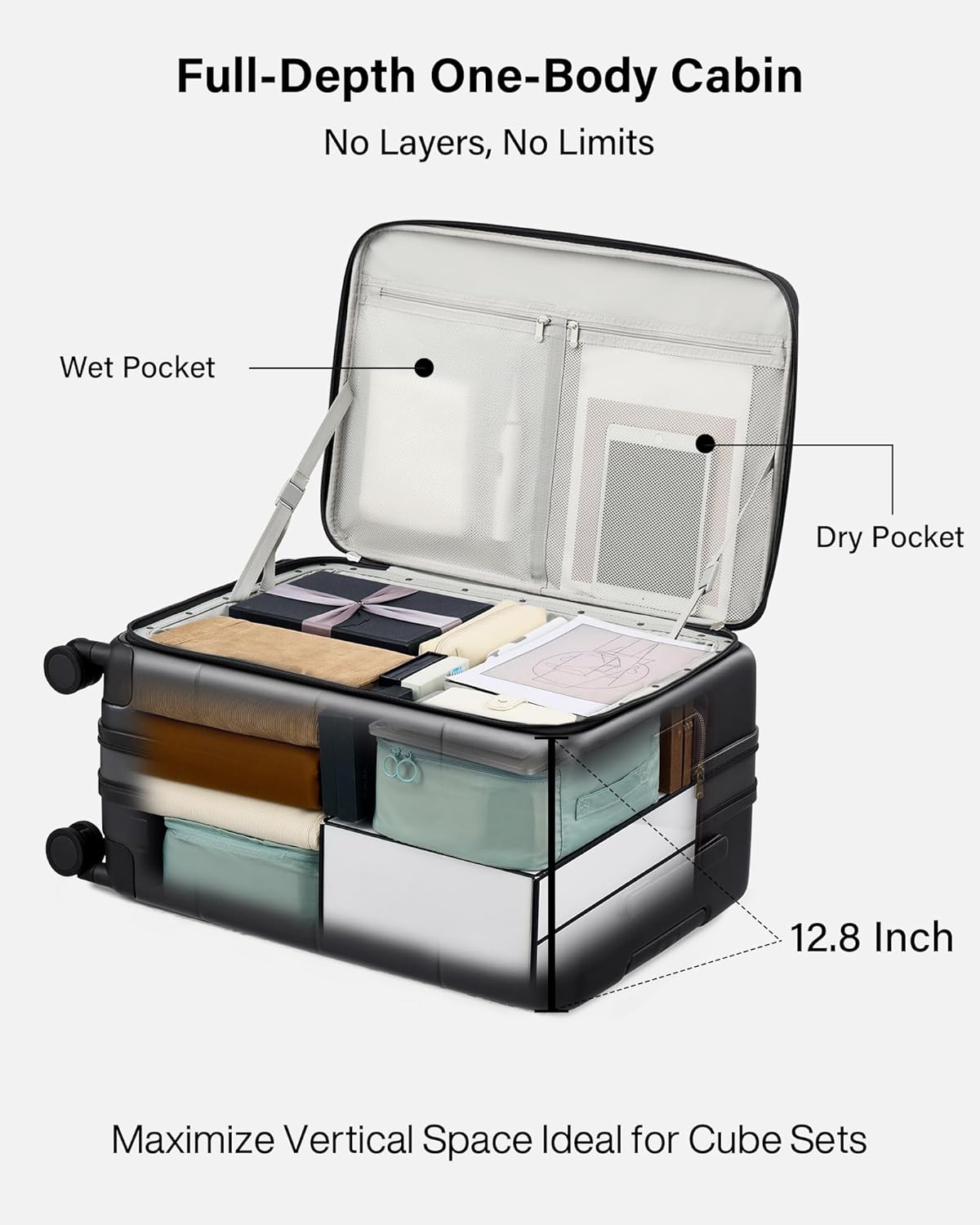 Hardside Expandable Carry On Luggage, 20 Inch Top Opening Trunk Luggages with Spinner Wheels, All-PC Hard Shell Carry-On Suitcase, Lightweight & TSA Airline Approved (Bamboo Green, 46L)