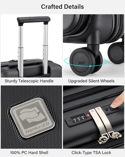 Hardside Expandable Carry On Luggage, 20 Inch Top Opening Trunk Luggages with Spinner Wheels, All-PC Hard Shell Carry-On Suitcase, Lightweight & TSA Airline Approved (Bamboo Green, 46L)