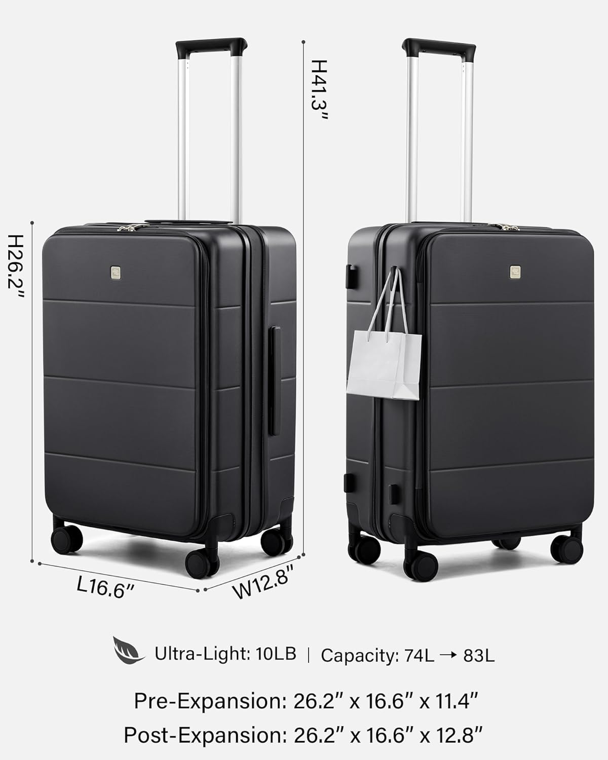 Hardside Expandable Carry On Luggage, 20 Inch Top Opening Trunk Luggages with Spinner Wheels, All-PC Hard Shell Carry-On Suitcase, Lightweight & TSA Airline Approved (Bamboo Green, 46L)