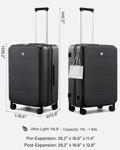 Hardside Expandable Carry On Luggage, 20 Inch Top Opening Trunk Luggages with Spinner Wheels, All-PC Hard Shell Carry-On Suitcase, Lightweight & TSA Airline Approved (Bamboo Green, 46L)