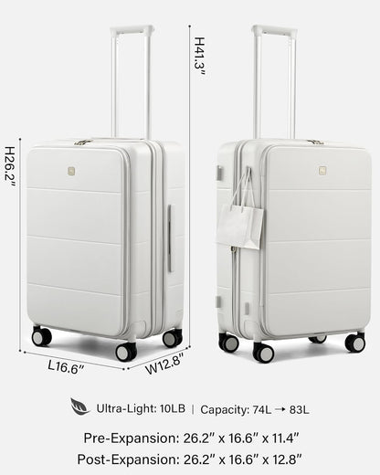 Hardside Expandable Carry On Luggage, 20 Inch Top Opening Trunk Luggages with Spinner Wheels, All-PC Hard Shell Carry-On Suitcase, Lightweight & TSA Airline Approved (Bamboo Green, 46L)