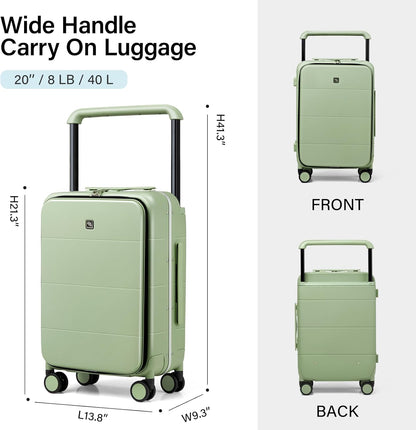 Hardside Expandable Carry On Luggage, 20 Inch Top Opening Trunk Luggages with Spinner Wheels, All-PC Hard Shell Carry-On Suitcase, Lightweight & TSA Airline Approved (Bamboo Green, 46L)