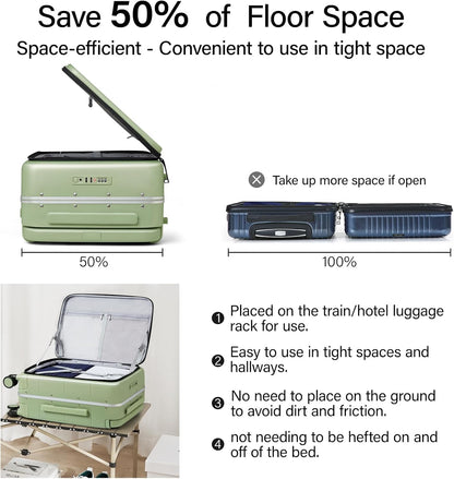 Hardside Expandable Carry On Luggage, 20 Inch Top Opening Trunk Luggages with Spinner Wheels, All-PC Hard Shell Carry-On Suitcase, Lightweight & TSA Airline Approved (Bamboo Green, 46L)
