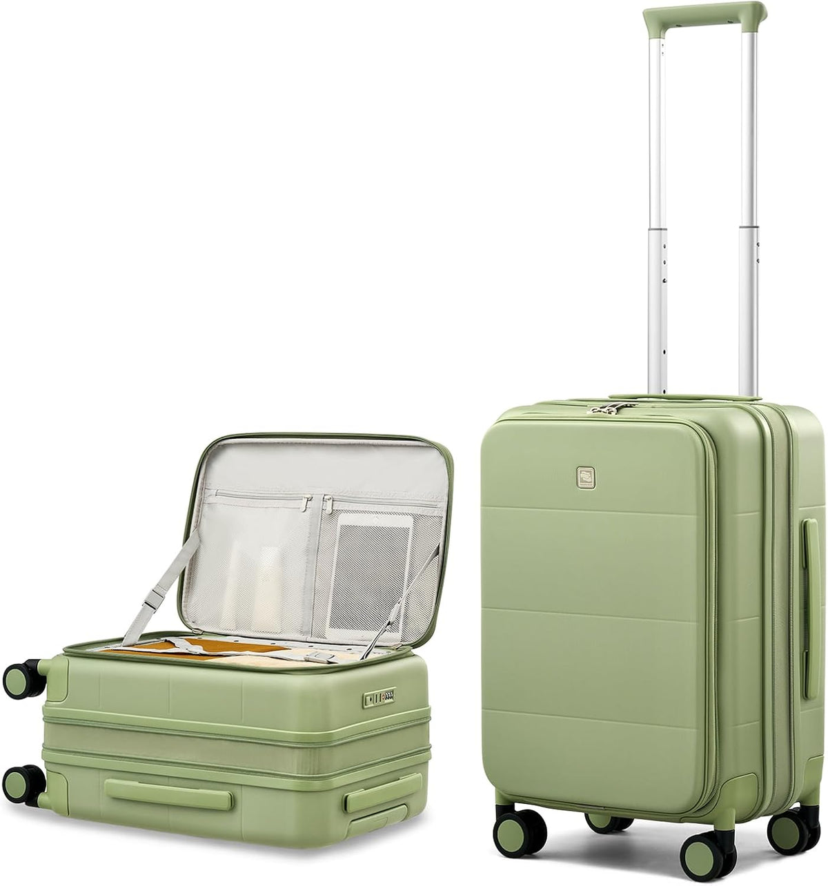 Hardside Expandable Carry On Luggage, 20 Inch Top Opening Trunk Luggages with Spinner Wheels, All-PC Hard Shell Carry-On Suitcase, Lightweight & TSA Airline Approved (Bamboo Green, 46L)