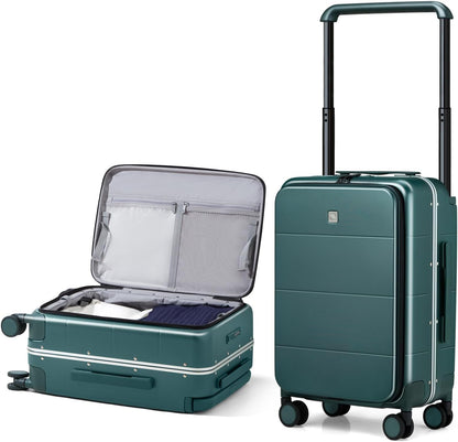 Hardside Expandable Carry On Luggage, 20 Inch Top Opening Trunk Luggages with Spinner Wheels, All-PC Hard Shell Carry-On Suitcase, Lightweight & TSA Airline Approved (Bamboo Green, 46L)