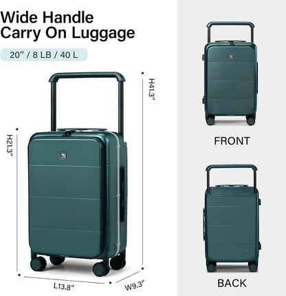 Hardside Expandable Carry On Luggage, 20 Inch Top Opening Trunk Luggages with Spinner Wheels, All-PC Hard Shell Carry-On Suitcase, Lightweight & TSA Airline Approved (Bamboo Green, 46L)