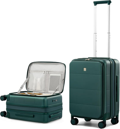 Hardside Expandable Carry On Luggage, 20 Inch Top Opening Trunk Luggages with Spinner Wheels, All-PC Hard Shell Carry-On Suitcase, Lightweight & TSA Airline Approved (Bamboo Green, 46L)