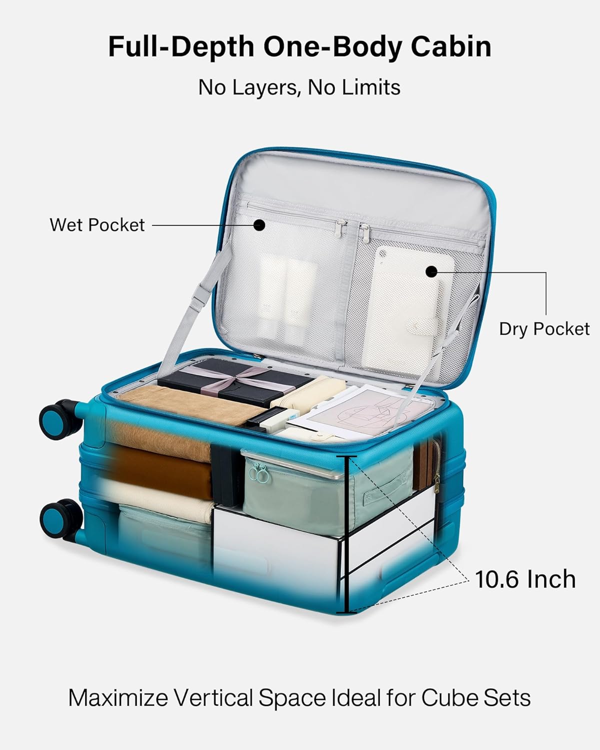 Hardside Expandable Carry On Luggage, 20 Inch Top Opening Trunk Luggages with Spinner Wheels, All-PC Hard Shell Carry-On Suitcase, Lightweight & TSA Airline Approved (Bamboo Green, 46L)