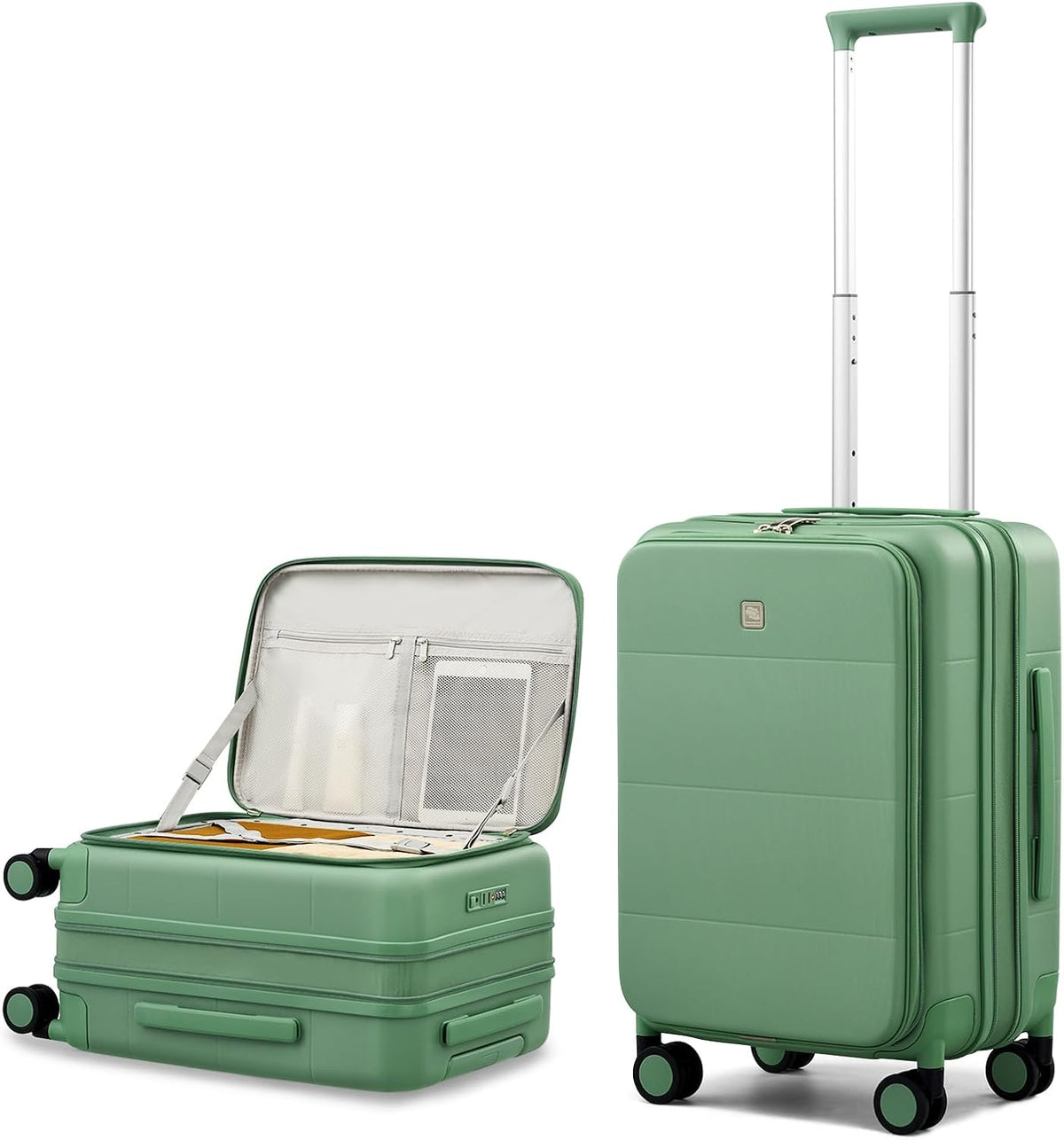 Hardside Expandable Carry On Luggage, 20 Inch Top Opening Trunk Luggages with Spinner Wheels, All-PC Hard Shell Carry-On Suitcase, Lightweight & TSA Airline Approved (Bamboo Green, 46L)