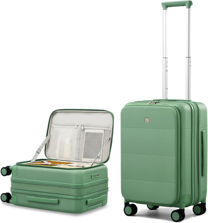Hardside Expandable Carry On Luggage, 20 Inch Top Opening Trunk Luggages with Spinner Wheels, All-PC Hard Shell Carry-On Suitcase, Lightweight & TSA Airline Approved (Bamboo Green, 46L)