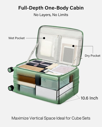 Hardside Expandable Carry On Luggage, 20 Inch Top Opening Trunk Luggages with Spinner Wheels, All-PC Hard Shell Carry-On Suitcase, Lightweight & TSA Airline Approved (Bamboo Green, 46L)