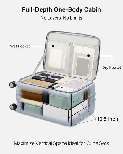 Hardside Expandable Carry On Luggage, 20 Inch Top Opening Trunk Luggages with Spinner Wheels, All-PC Hard Shell Carry-On Suitcase, Lightweight & TSA Airline Approved (Bamboo Green, 46L)
