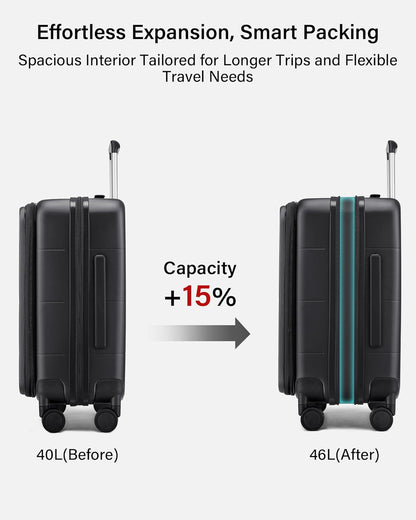 Hardside Expandable Carry On Luggage, 20 Inch Top Opening Trunk Luggages with Spinner Wheels, All-PC Hard Shell Carry-On Suitcase, Lightweight & TSA Airline Approved (Bamboo Green, 46L)