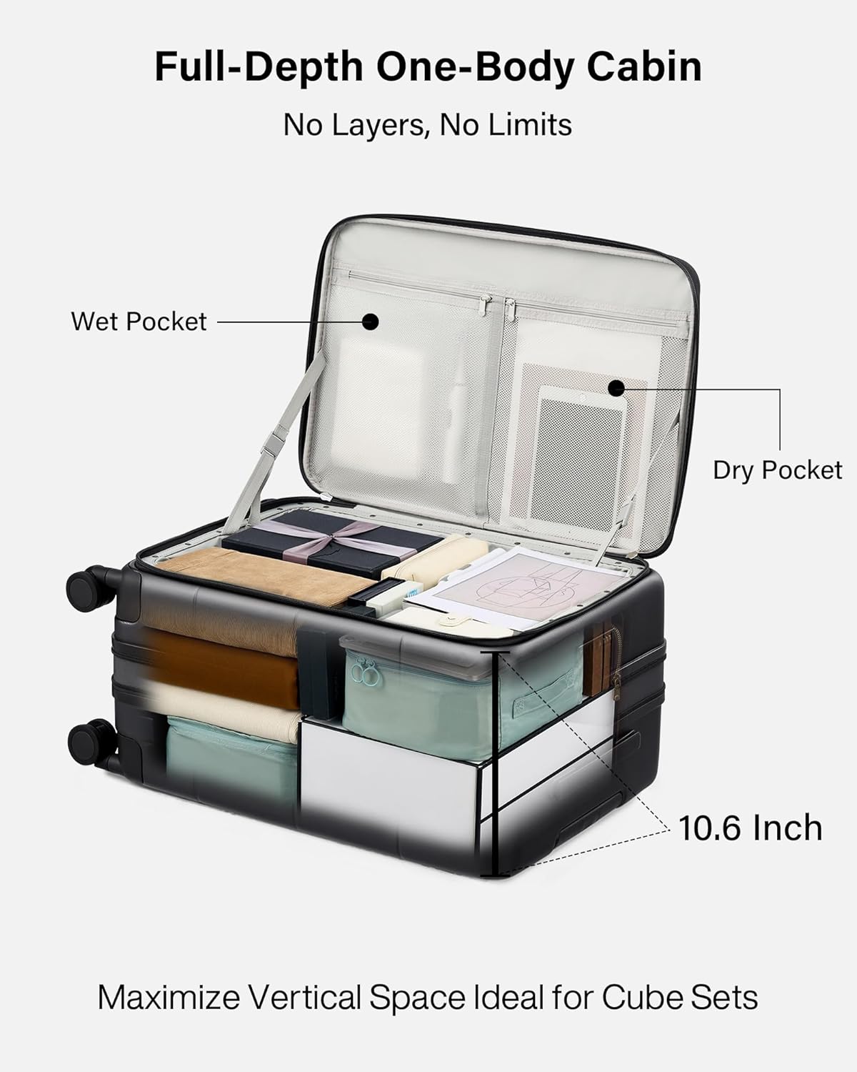 Hardside Expandable Carry On Luggage, 20 Inch Top Opening Trunk Luggages with Spinner Wheels, All-PC Hard Shell Carry-On Suitcase, Lightweight & TSA Airline Approved (Bamboo Green, 46L)