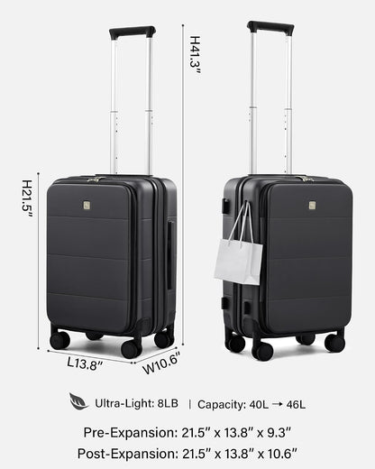Hardside Expandable Carry On Luggage, 20 Inch Top Opening Trunk Luggages with Spinner Wheels, All-PC Hard Shell Carry-On Suitcase, Lightweight & TSA Airline Approved (Bamboo Green, 46L)