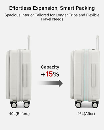 Hardside Expandable Carry On Luggage, 20 Inch Top Opening Trunk Luggages with Spinner Wheels, All-PC Hard Shell Carry-On Suitcase, Lightweight & TSA Airline Approved (Bamboo Green, 46L)