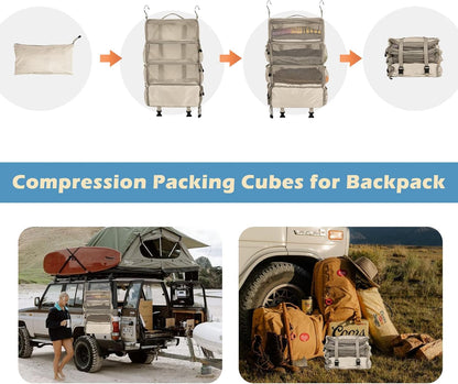 Travel Hanging Packing Cubes with 2 Hooks Hanging Shelves for Luggage Organizers Portable Compression 4 Shelf Closet Carry-on Suitcases Organizers, Small, Black