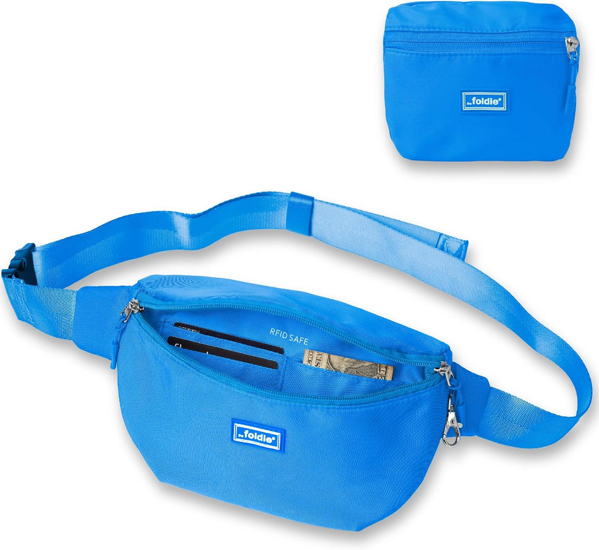 Foldable Crossbody Bags for Women & Men - Anti-Theft RFID-Safe Fanny Pack with Smart Lockable Zippers and Cut-Resistant Strap - Lightweight Waist Pack for Travel & Everyday Use - Orange