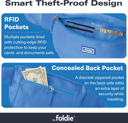 Foldable Crossbody Bags for Women & Men - Anti-Theft RFID-Safe Fanny Pack with Smart Lockable Zippers and Cut-Resistant Strap - Lightweight Waist Pack for Travel & Everyday Use - Orange