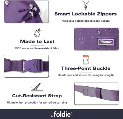 Foldable Crossbody Bags for Women & Men - Anti-Theft RFID-Safe Fanny Pack with Smart Lockable Zippers and Cut-Resistant Strap - Lightweight Waist Pack for Travel & Everyday Use - Orange