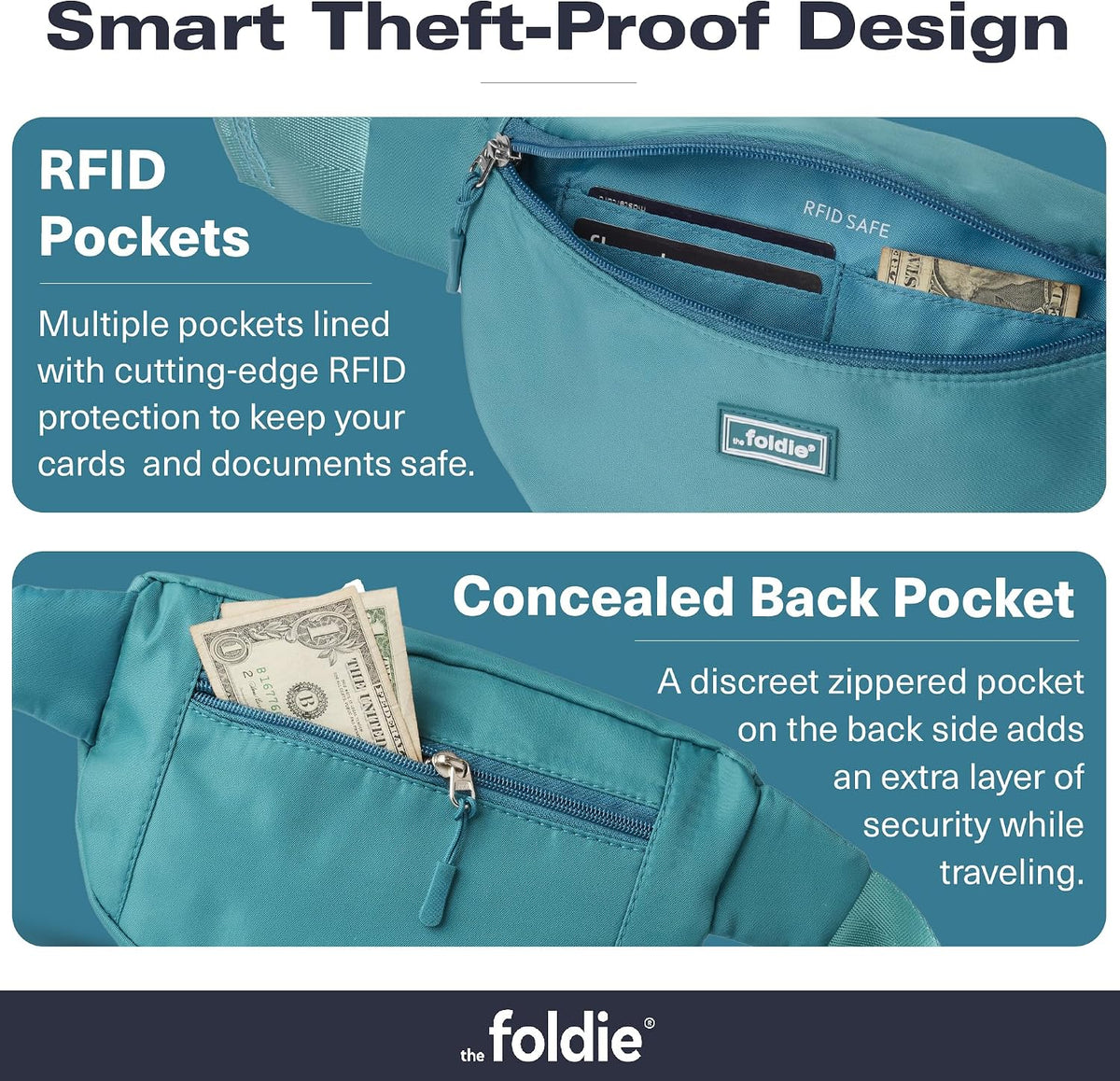 Foldable Crossbody Bags for Women & Men - Anti-Theft RFID-Safe Fanny Pack with Smart Lockable Zippers and Cut-Resistant Strap - Lightweight Waist Pack for Travel & Everyday Use - Orange