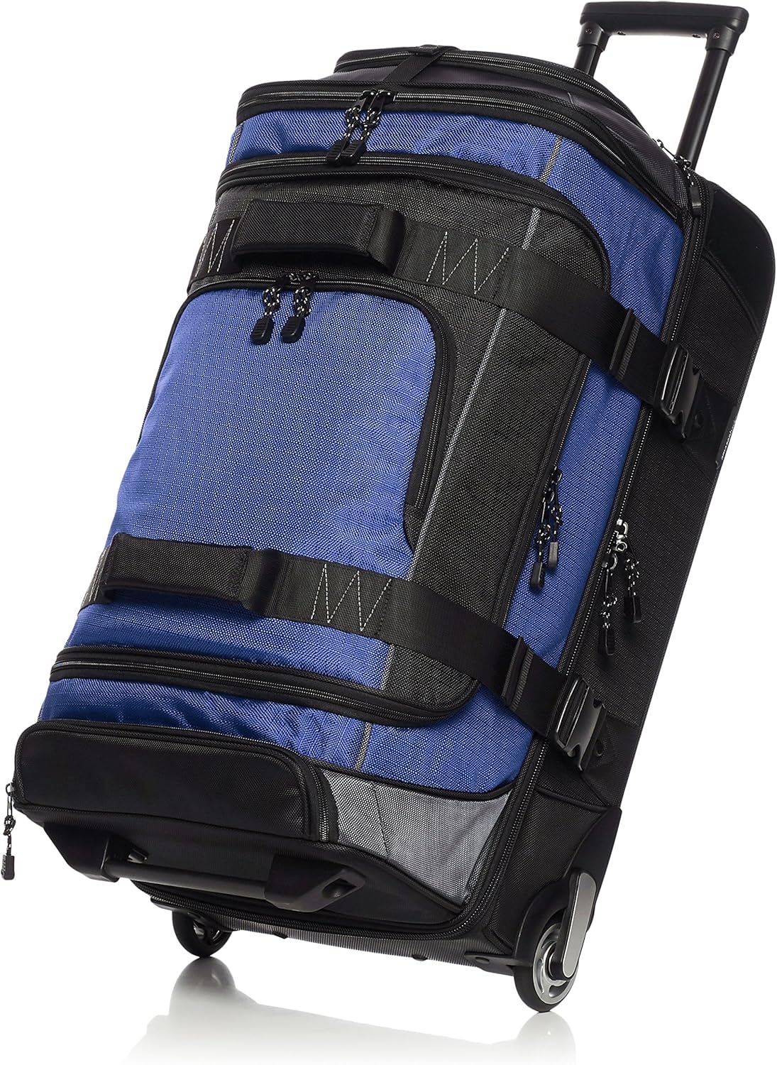 35-inch Large Rolling Duffel Bag with Wheels and Handle, Travel Duffle with Durable Ripstop Polyester Material, 2 Layers of Storage Space, Multiple Interior and Exterior Pockets, Black
