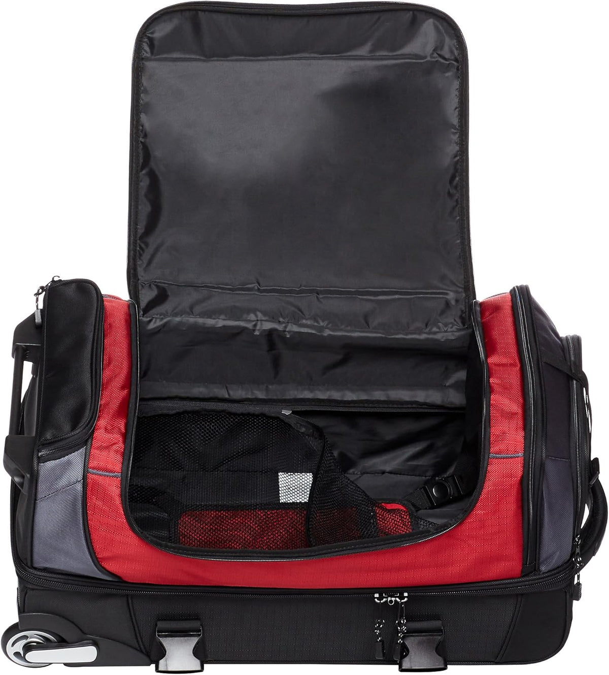35-inch Large Rolling Duffel Bag with Wheels and Handle, Travel Duffle with Durable Ripstop Polyester Material, 2 Layers of Storage Space, Multiple Interior and Exterior Pockets, Black