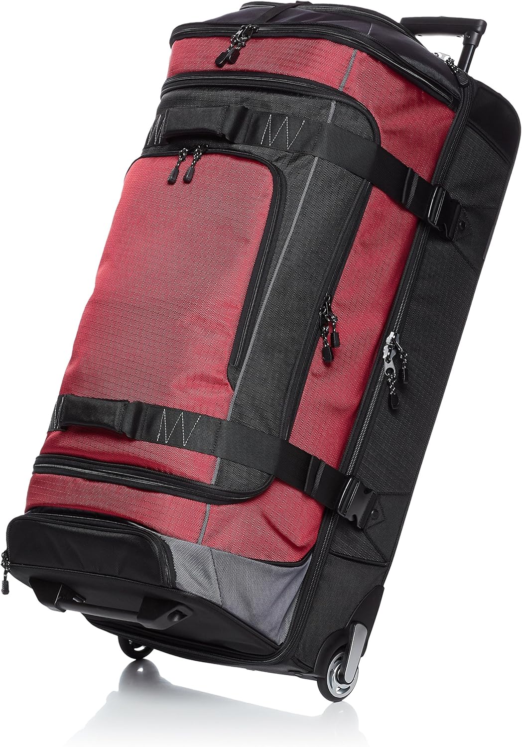 35-inch Large Rolling Duffel Bag with Wheels and Handle, Travel Duffle with Durable Ripstop Polyester Material, 2 Layers of Storage Space, Multiple Interior and Exterior Pockets, Black
