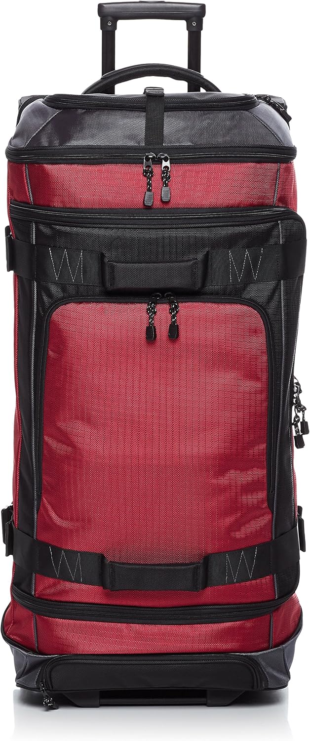 35-inch Large Rolling Duffel Bag with Wheels and Handle, Travel Duffle with Durable Ripstop Polyester Material, 2 Layers of Storage Space, Multiple Interior and Exterior Pockets, Black