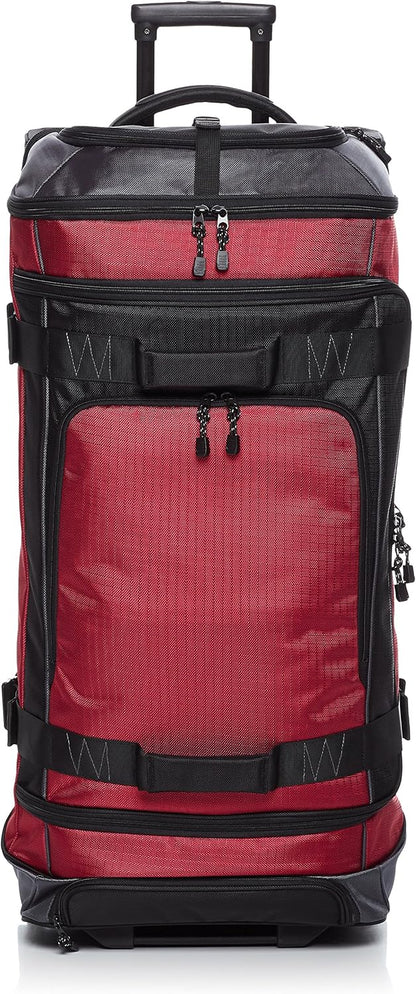 35-inch Large Rolling Duffel Bag with Wheels and Handle, Travel Duffle with Durable Ripstop Polyester Material, 2 Layers of Storage Space, Multiple Interior and Exterior Pockets, Black