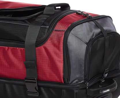 35-inch Large Rolling Duffel Bag with Wheels and Handle, Travel Duffle with Durable Ripstop Polyester Material, 2 Layers of Storage Space, Multiple Interior and Exterior Pockets, Black