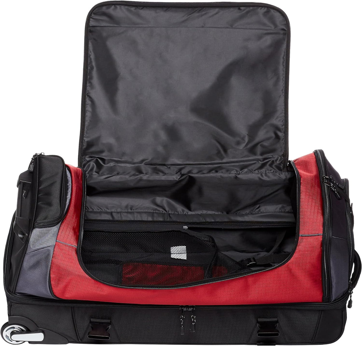 35-inch Large Rolling Duffel Bag with Wheels and Handle, Travel Duffle with Durable Ripstop Polyester Material, 2 Layers of Storage Space, Multiple Interior and Exterior Pockets, Black
