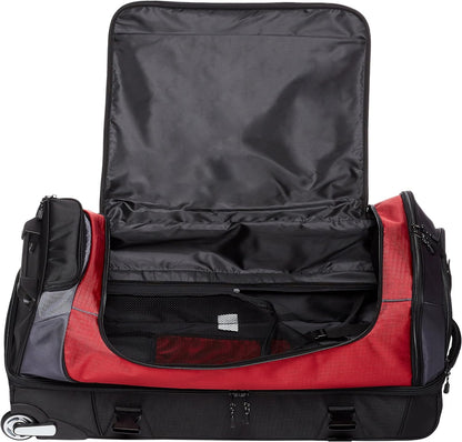 35-inch Large Rolling Duffel Bag with Wheels and Handle, Travel Duffle with Durable Ripstop Polyester Material, 2 Layers of Storage Space, Multiple Interior and Exterior Pockets, Black
