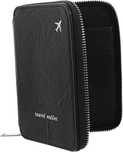 Travel Document Organizer Zipper Passport Holder for Travel Family, Lightweight Pu Leather Wallet with Multiple Compartments, Spacious Organization for International Trips