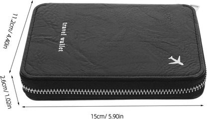 Travel Document Organizer Zipper Passport Holder for Travel Family, Lightweight Pu Leather Wallet with Multiple Compartments, Spacious Organization for International Trips