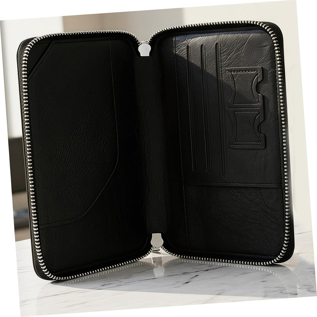 Travel Document Organizer Zipper Passport Holder for Travel Family, Lightweight Pu Leather Wallet with Multiple Compartments, Spacious Organization for International Trips