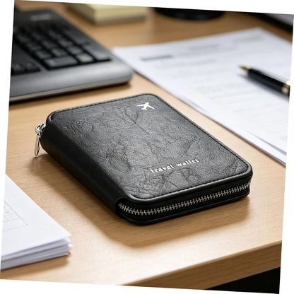 Travel Document Organizer Zipper Passport Holder for Travel Family, Lightweight Pu Leather Wallet with Multiple Compartments, Spacious Organization for International Trips