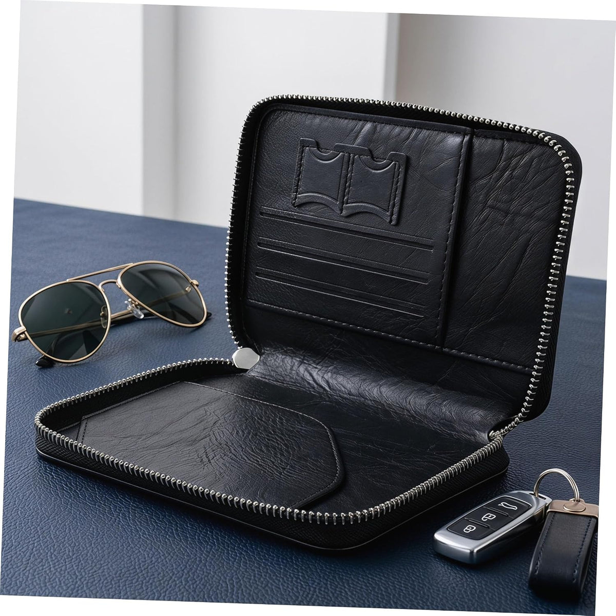 Travel Document Organizer Zipper Passport Holder for Travel Family, Lightweight Pu Leather Wallet with Multiple Compartments, Spacious Organization for International Trips