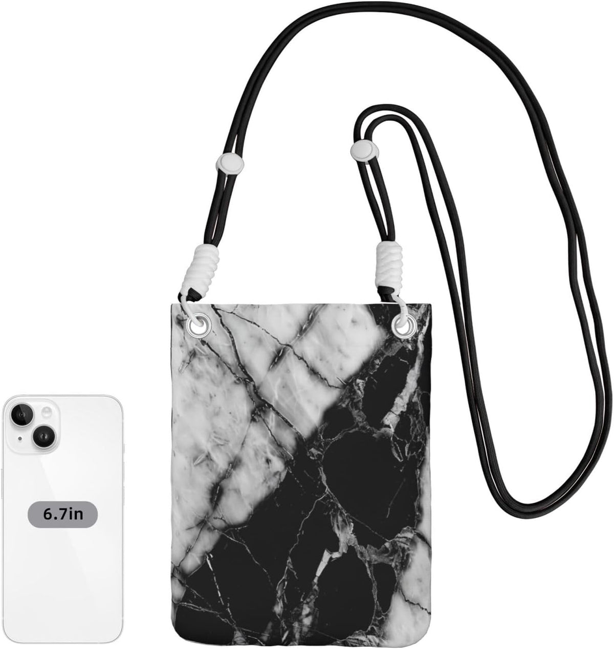 Women's Crossbody Phone Bag, Black Shoulder Strap, Adjustable Shoulder Strap, Vintage Sea Turtle Pattern